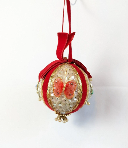 Vintage Beaded Pushpin Christmas Ornament