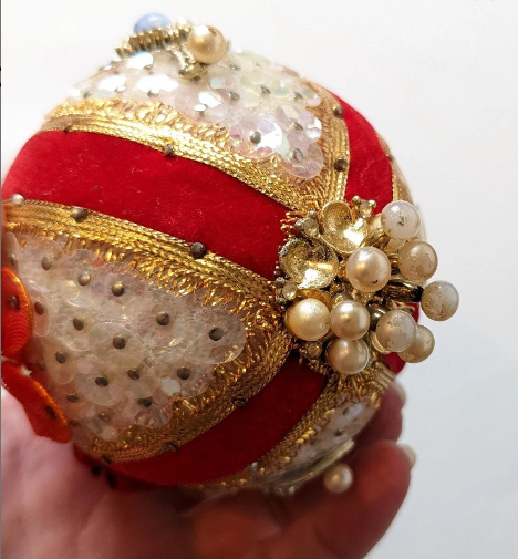 Vintage Beaded Pushpin Christmas Ornament