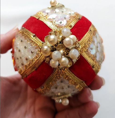 Vintage Beaded Pushpin Christmas Ornament