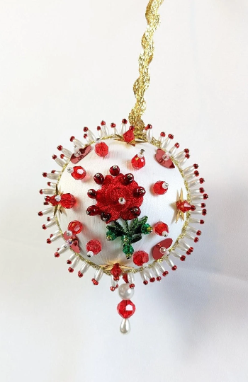 Vintage Handmade Beaded Pushpin Ornament