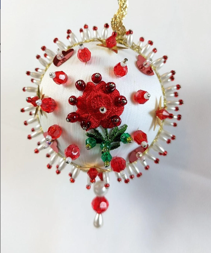 Vintage Handmade Beaded Pushpin Ornament