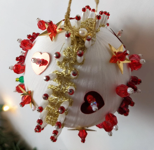 Vintage Handmade Beaded Pushpin Ornament