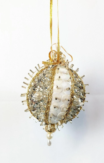 Vintage Handmade Beaded Pushpin Ornament