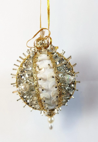 Vintage Handmade Beaded Pushpin Ornament