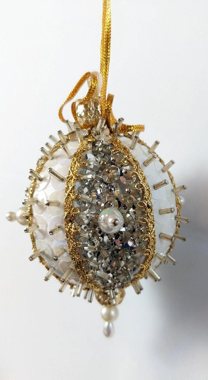 Vintage Handmade Beaded Pushpin Ornament