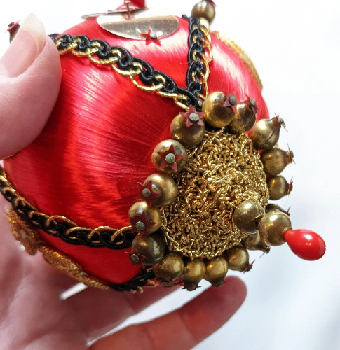 Vintage Handmade Beaded Pushpin Ornament