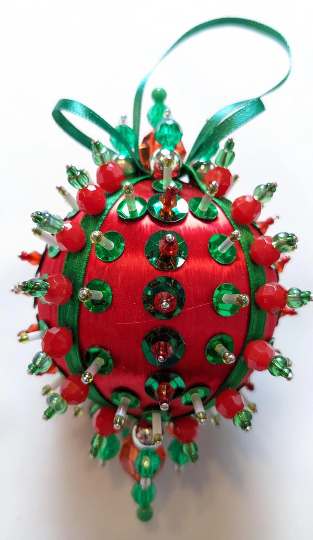 Vintage Handmade Beaded Pushpin Ornament