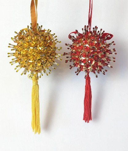 Vintage Handmade Beaded Pushpin Ornaments