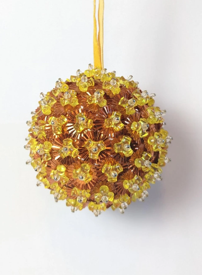 Vintage Handmade Beaded Pushpin Ornament