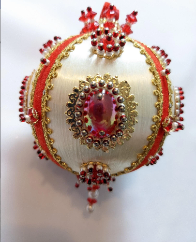 Vintage Handmade Beaded Pushpin Ornament