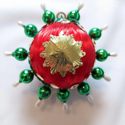 Vintage Beaded Pushpin Christmas Ornament