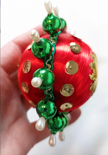 Vintage Beaded Pushpin Christmas Ornament