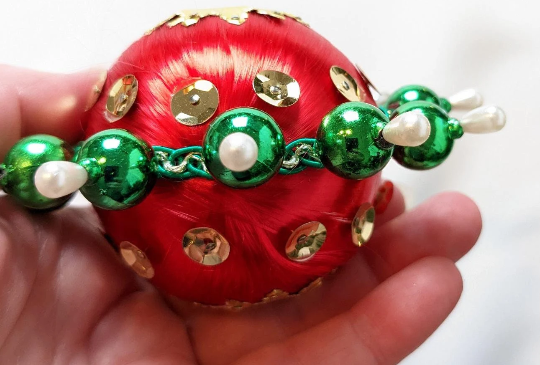 Vintage Beaded Pushpin Christmas Ornament