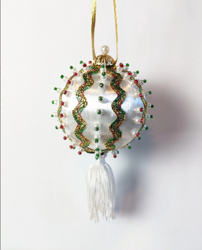 Vintage Handmade Beaded Pushpin Ornament