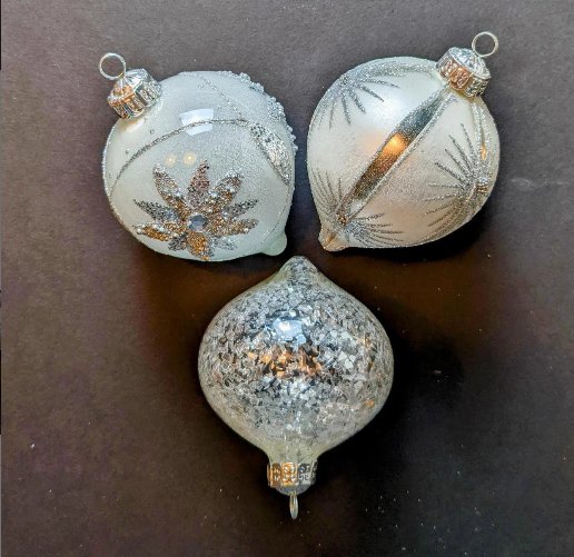 Vintage Silver Teardrop Christmas Ornaments