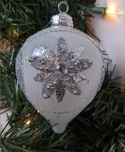 Vintage Silver Teardrop Christmas Ornaments