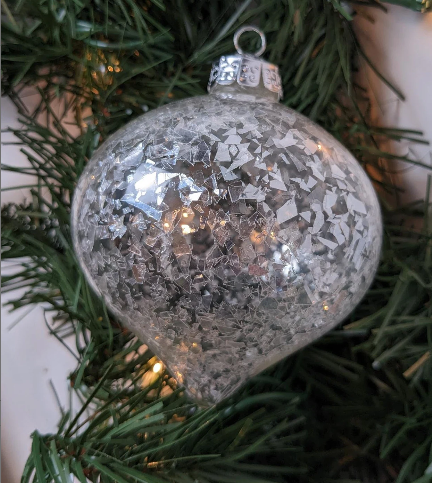 Vintage Silver Teardrop Christmas Ornaments