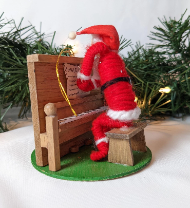 Vintage Santa Piano Ornament