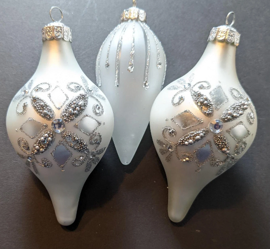 Vintage Silver Teardrop Ornaments