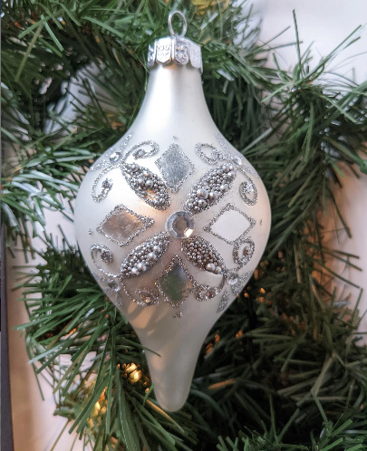 Vintage Silver Teardrop Ornaments