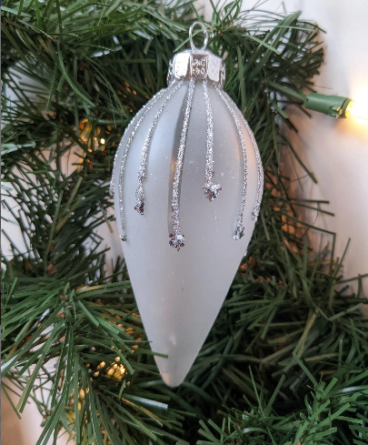 Vintage Silver Teardrop Ornaments