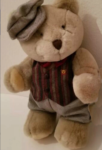 Vintage Bearland Plush Jointed Teddy Bear 16" Tweed Hat from 1985