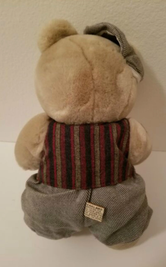 Vintage Bearland Plush Jointed Teddy Bear 16" Tweed Hat from 1985