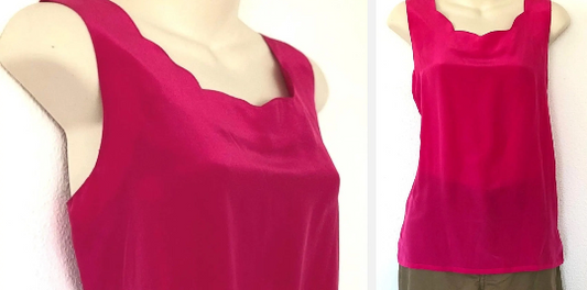 Vintage 100% Silk Fuchsia Tank Top