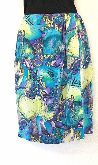 Retro Faux Wrap Skirt 100% Silk