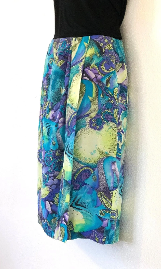 Retro Faux Wrap Skirt 100% Silk