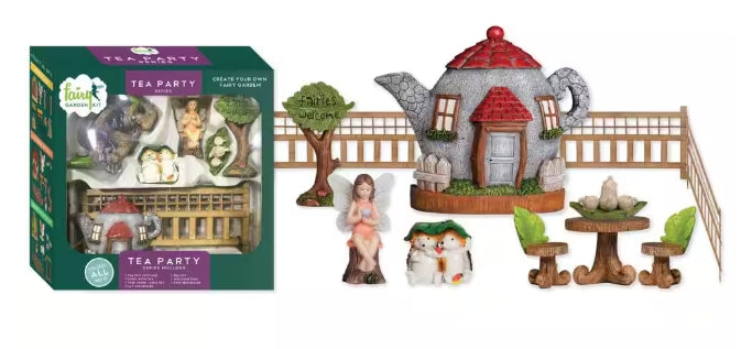 Tea Party Fairy Garden Kit by Arcadia Garden Products - 11 piece kit