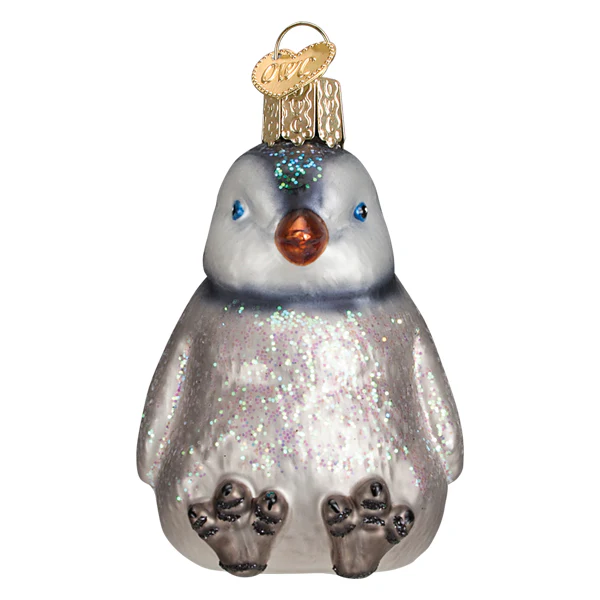 Sitting Penguin Chick - Baby Bird Blown Glass Tree Ornament by Old World Christmas