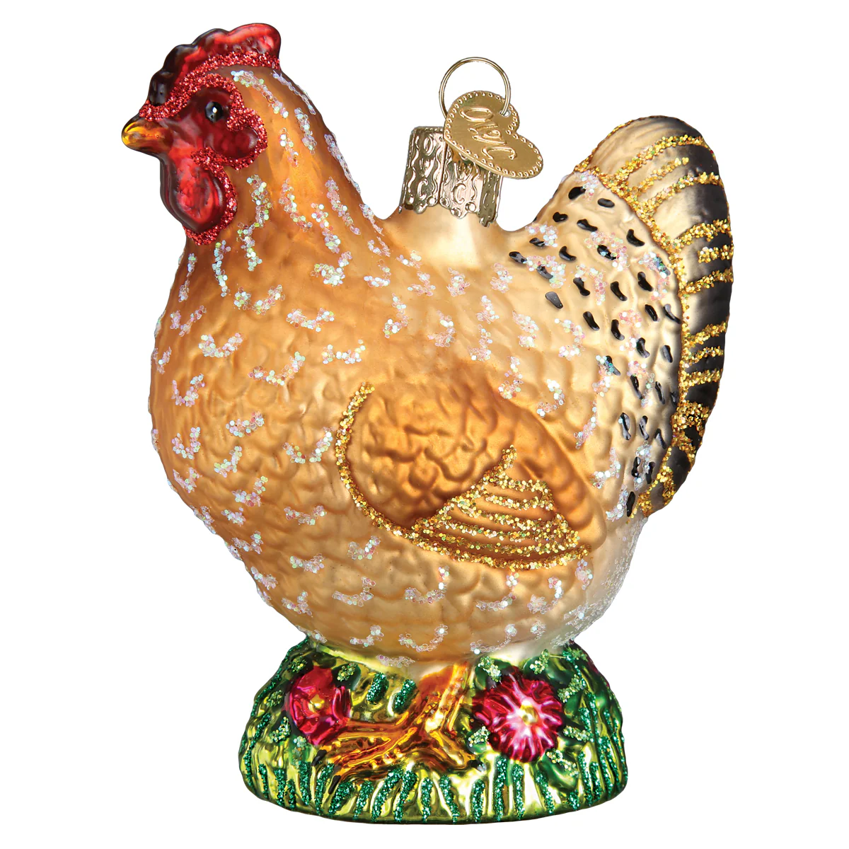 Spring Chicken Blown Glass Tree Ornament by Old World Chicken