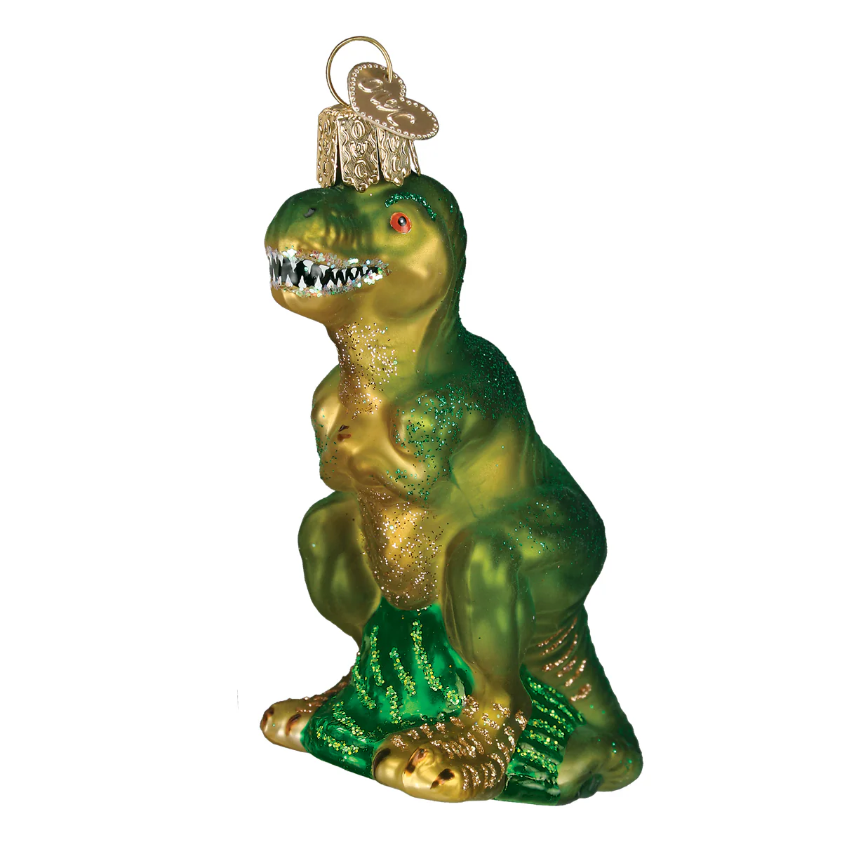 T-Rex Tyrannosaurus Dinosaur Blown Glass Tree Ornament by Old World Christmas