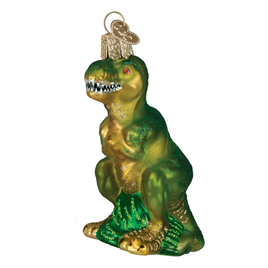 T-Rex Tyrannosaurus Dinosaur Blown Glass Tree Ornament by Old World Christmas