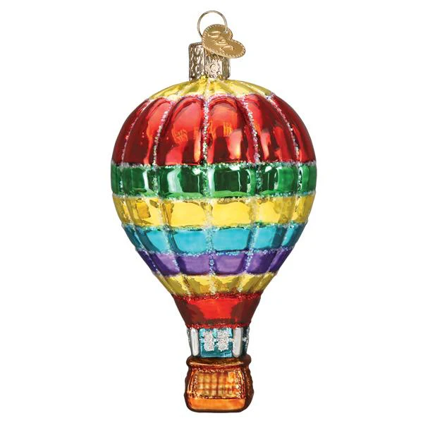 Vibrant Hot Air Balloon - Blown Glass Tree Ornament by Old World Christmas