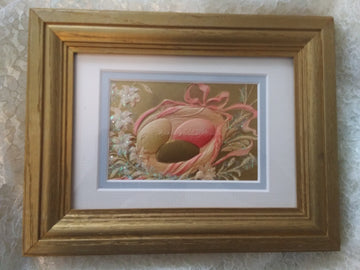 1908 Vintage Framed Easter Postcard Picture of Eggs in Bird's Nest