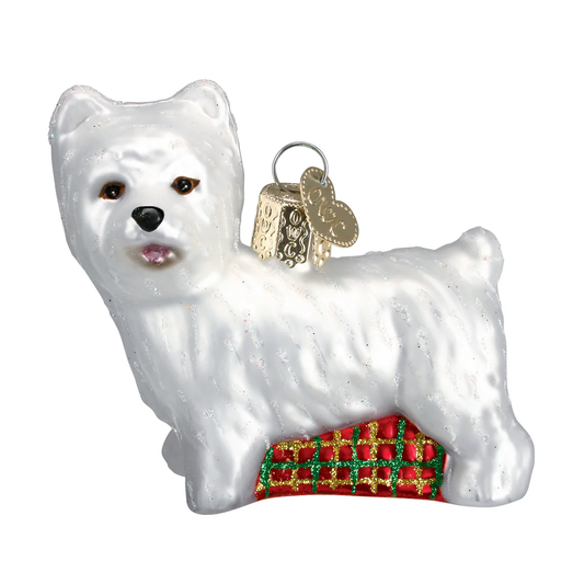 Westie Terrier Dog - Blown Glass Tree Ornament by Old World Christmas
