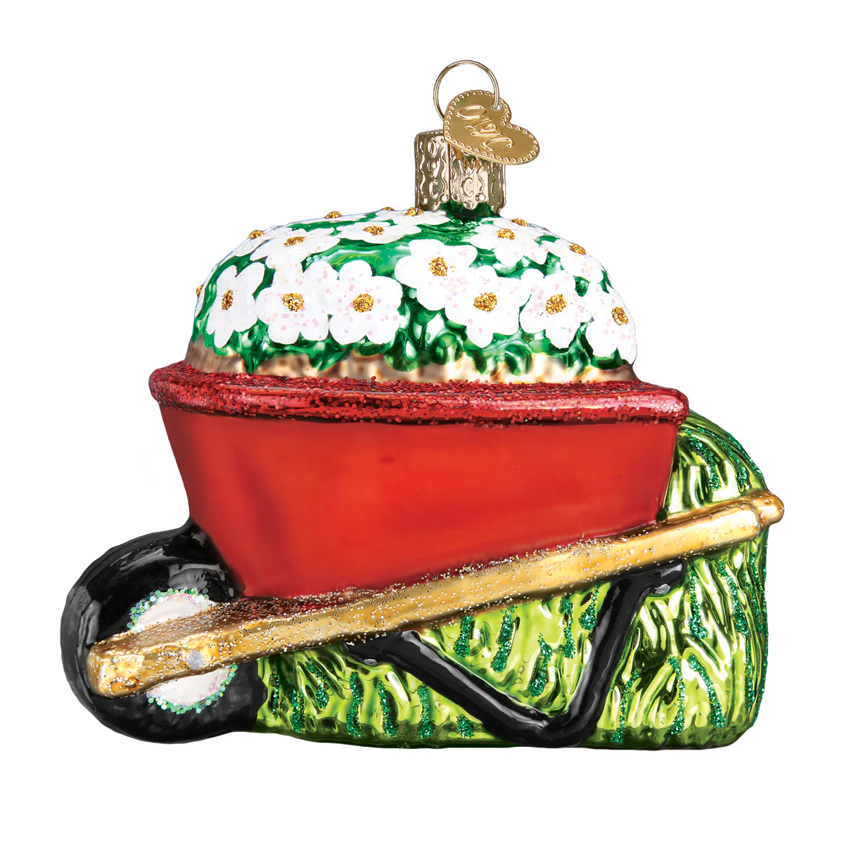 Wheelbarrow Full of Flowers - Blown Glass Tree Ornament by Old World Christmas