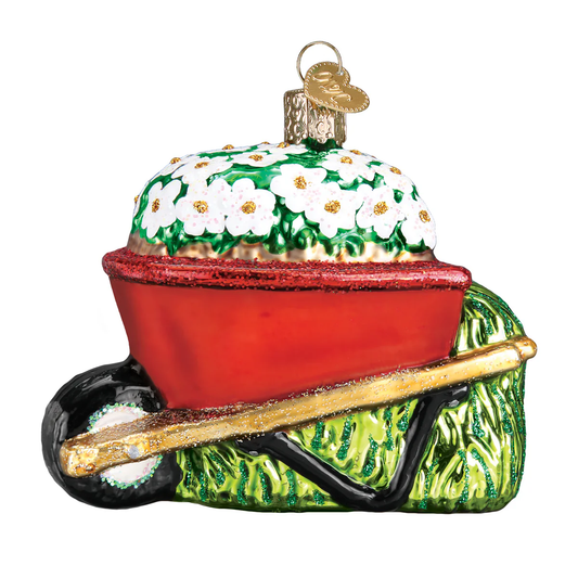 Wheelbarrow Full of Flowers - Blown Glass Tree Ornament by Old World Christmas