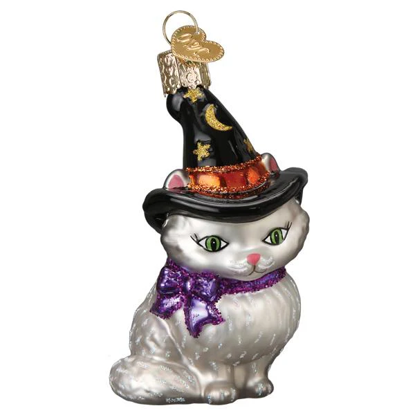 Witch Kitten Halloween-Themed Blown Glass Tree Ornament by Old World Christmas