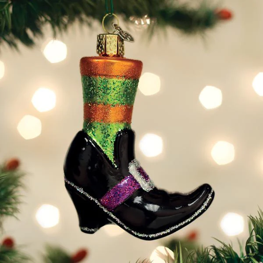 Witch's Sock and Show Blown Glass Halloween Ornament by Old World Christmas