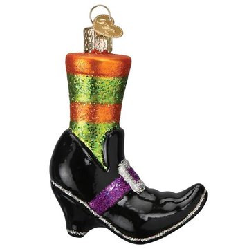 Witch's Sock and Show Halloween Themed Blown Glass Tree Ornament by Old World Christmas