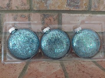 Turquoise Glitter Christmas Ornaments