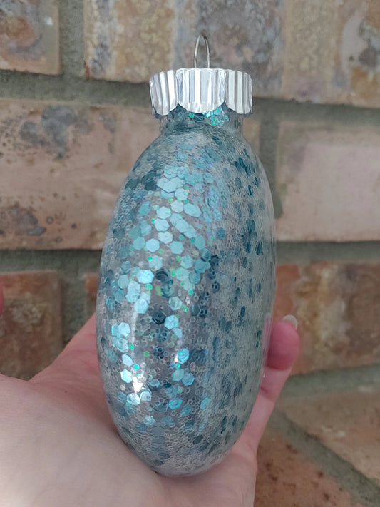 Turquoise Glitter Christmas Ornaments