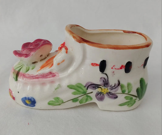 Hand Painted, Ceramic Baby Shoe