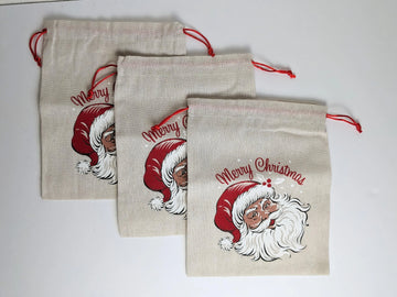 Merry Christmas Santa Canvas Gift Bags