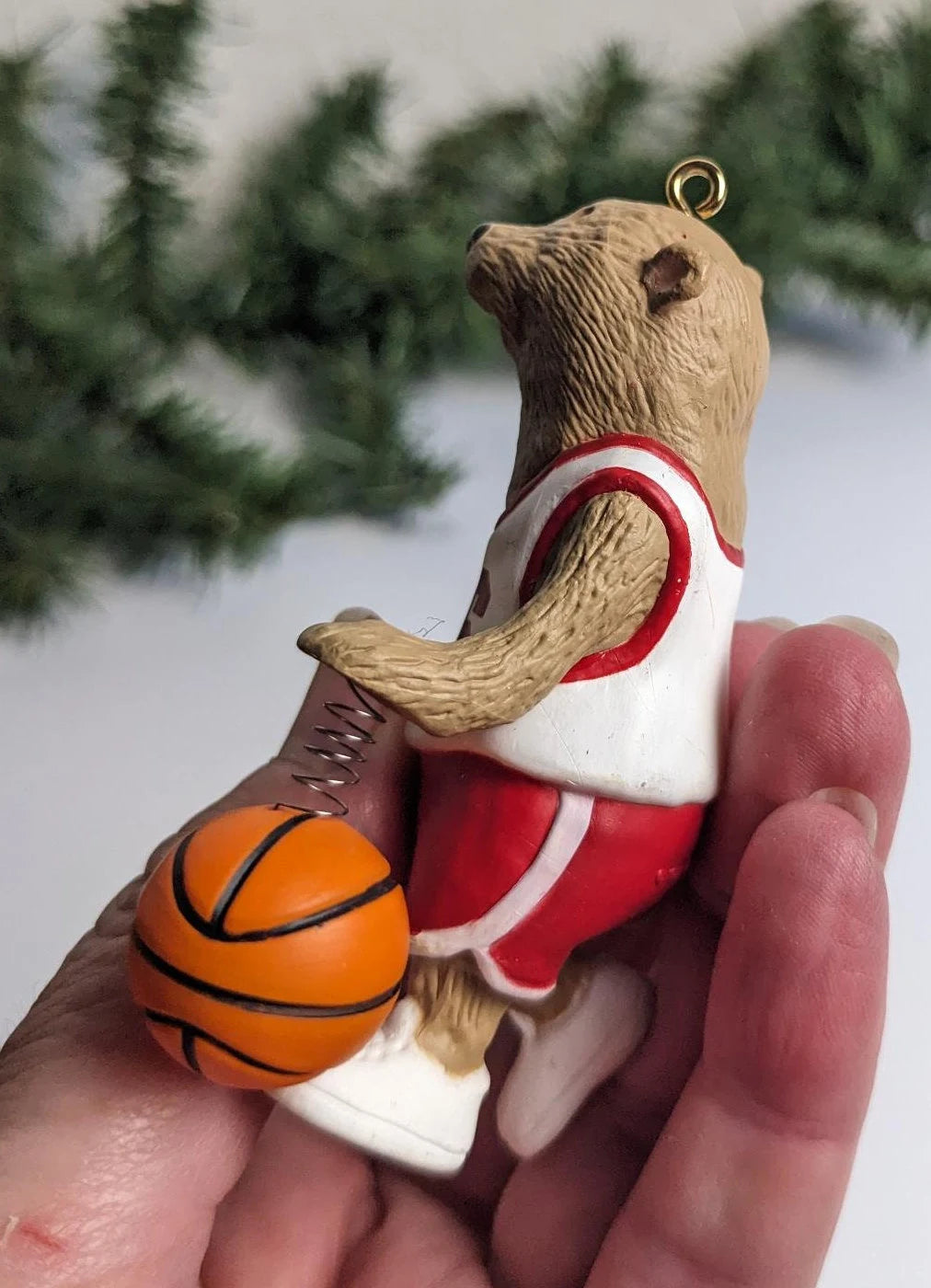 Bounce Pass Bear Basketball Christmas Ornament