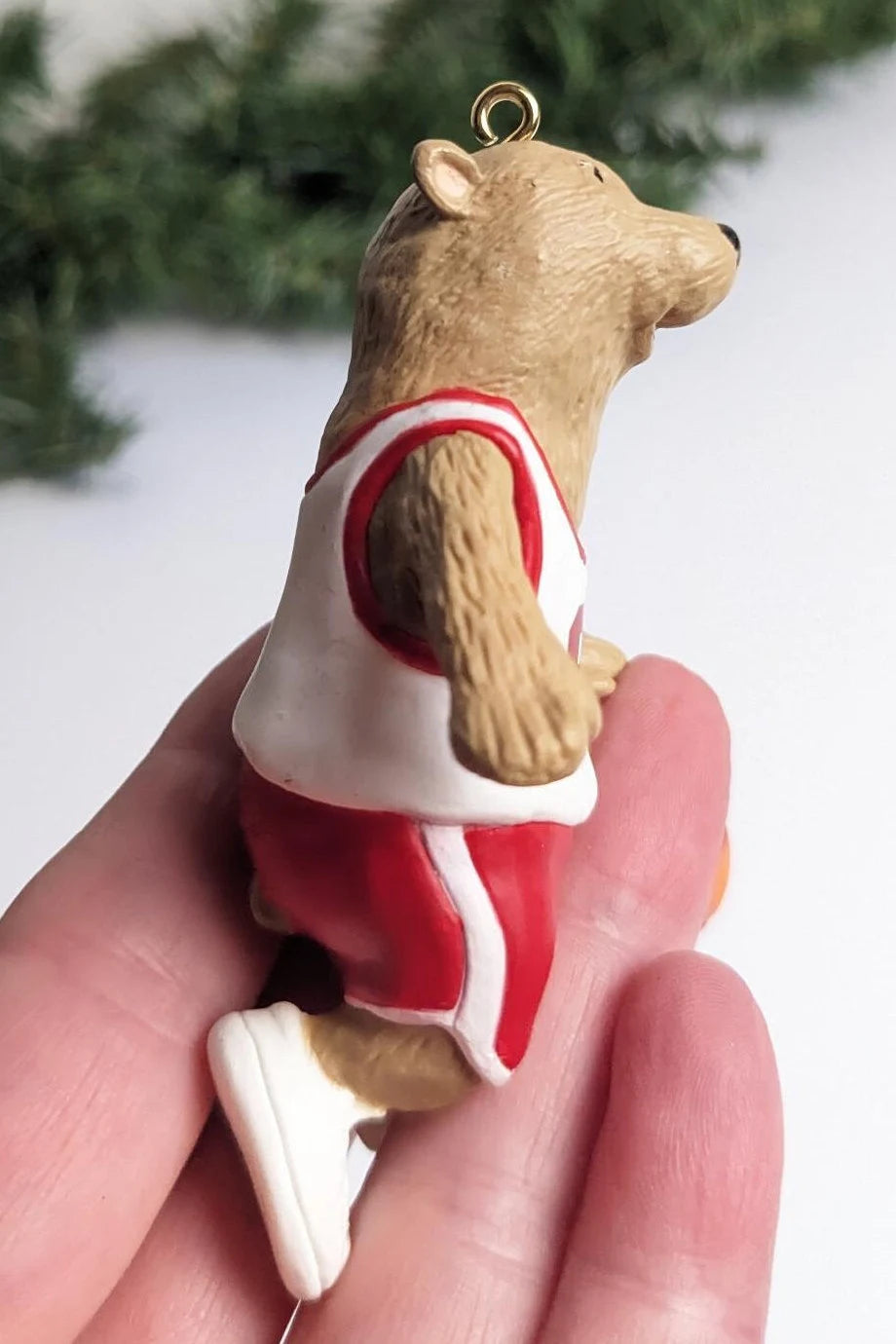 Bounce Pass Bear Basketball Christmas Ornament