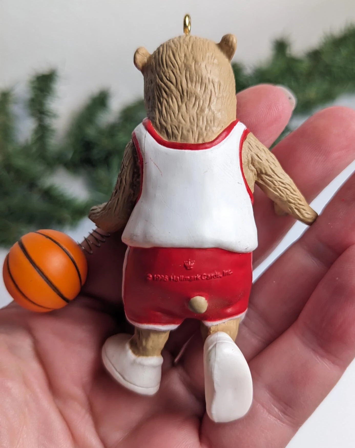 Bounce Pass Bear Basketball Christmas Ornament